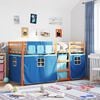 vidaXL Litera con cortinas madera maciza de pino azul 90x190 cm