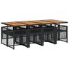 vidaXL Set de comedor de jard&iacute;n 9 pzas y cojines rat&aacute;n sint&eacute;tico negro