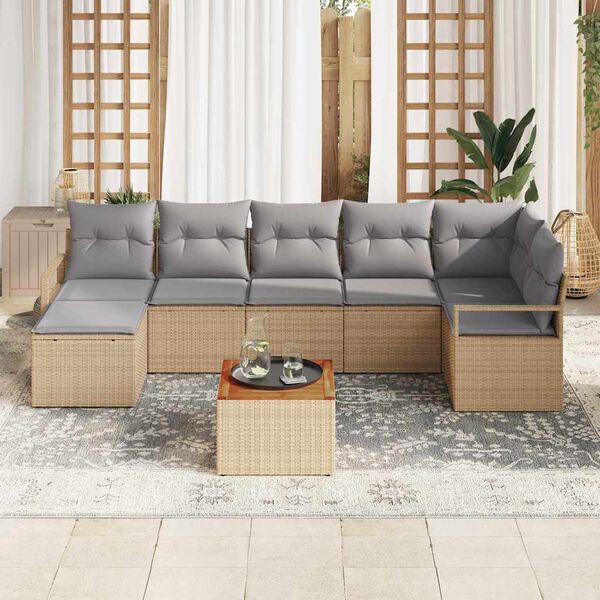 vidaXL Conjunto de sof&aacute; de jard&iacute;n 9 pcs beige y gris claro