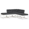 vidaXL Set sof&aacute;s jard&iacute;n 5 pzas con cojines madera maciza pino blanco