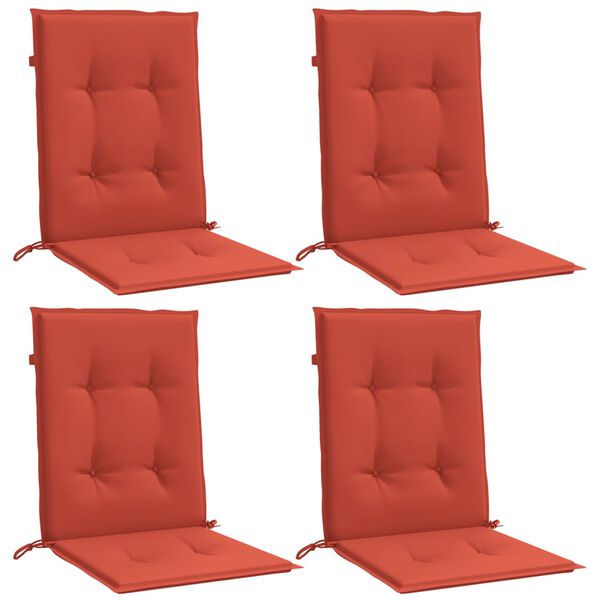 vidaXL Cojines silla respaldo bajo 4 ud tela rojo melange 100x50x4 cm
