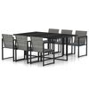 vidaXL Set de comedor para jard&iacute;n 7 pzas cojines rat&aacute;n sint&eacute;tico gris