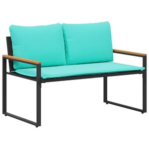 vidaXL Banco con coj&iacute;n Negro y Turquesa 115 x 65 x 72 cm Rat&aacute;n