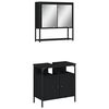 vidaXL Juego de muebles de ba&ntilde;o 2 pzas madera contrachapada negro