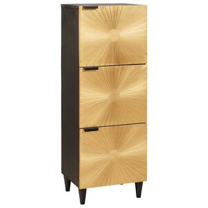 vidaXL Armario auxiliar con caj&oacute;n Negro y dorado 40 x 33,5 x 110 cm