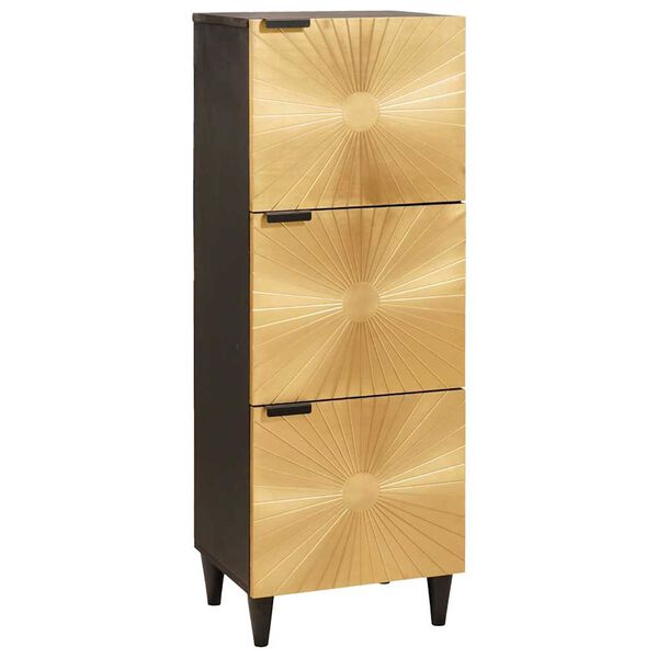 vidaXL Armario auxiliar con caj&oacute;n Negro y dorado 40 x 33,5 x 110 cm