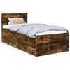 vidaXL Estructura de cama con cabecera Roble ahumado 90 x 190 cm