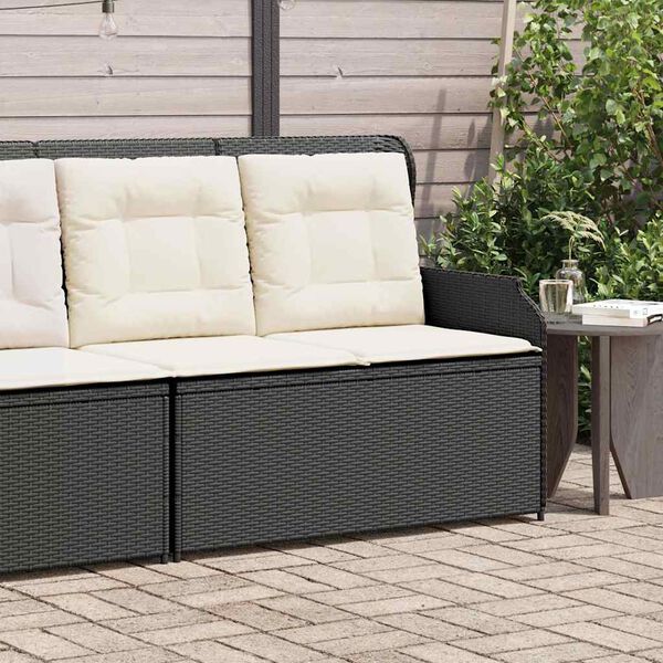 vidaXL Sill&oacute;n reclinable de jard&iacute;n con cojines rat&aacute;n sint&eacute;tico negro