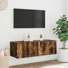 vidaXL Mueble de TV de pared con luces LED roble ahumado 100x35x31 cm