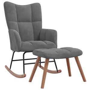 vidaXL Silla mecedora con reposapi&eacute;s terciopelo gris oscuro