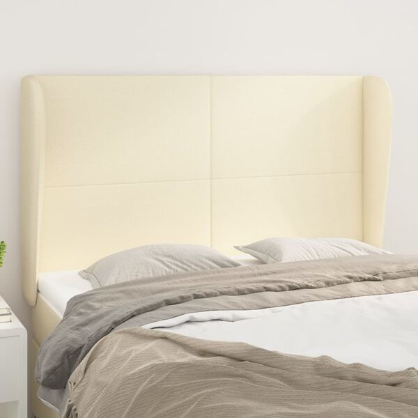 vidaXL Cabecero con orejas de cuero sint&eacute;tico crema 147x23x118/128cm