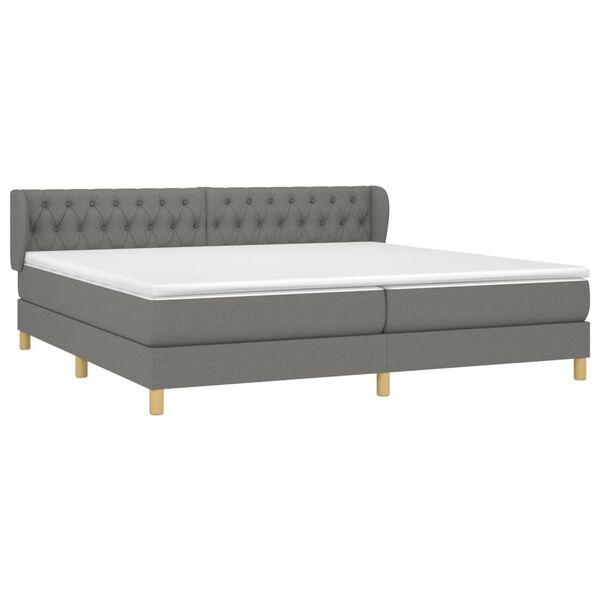 vidaXL Cama box spring con colch&oacute;n tela gris oscuro 200x200 cm