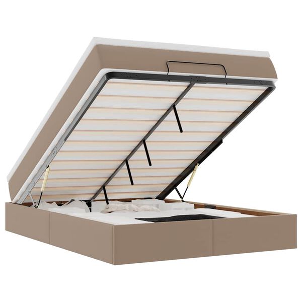 vidaXL Estructura cama otomana colch&oacute;n cappucino cuero sint&eacute;tico