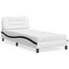 vidaXL Cama con colchón Hvar cuero sintético blanco y negro 90x190 cm