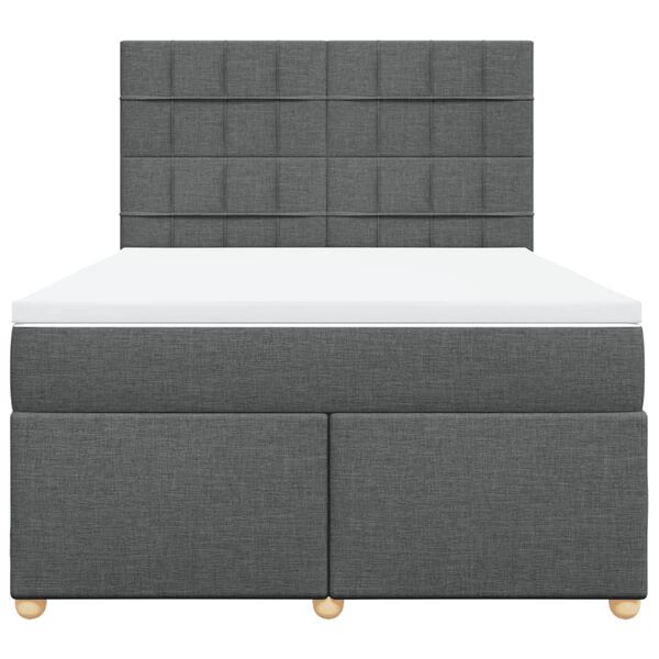 vidaXL Cama box spring con colch&oacute;n tela gris oscuro 160x200 cm