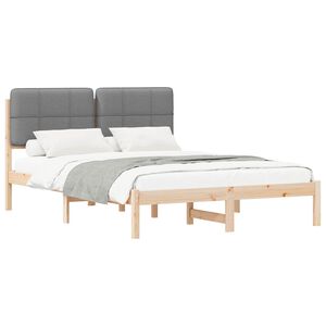 vidaXL Estructura de Cama con Cabecera Tapizada Gris Claro