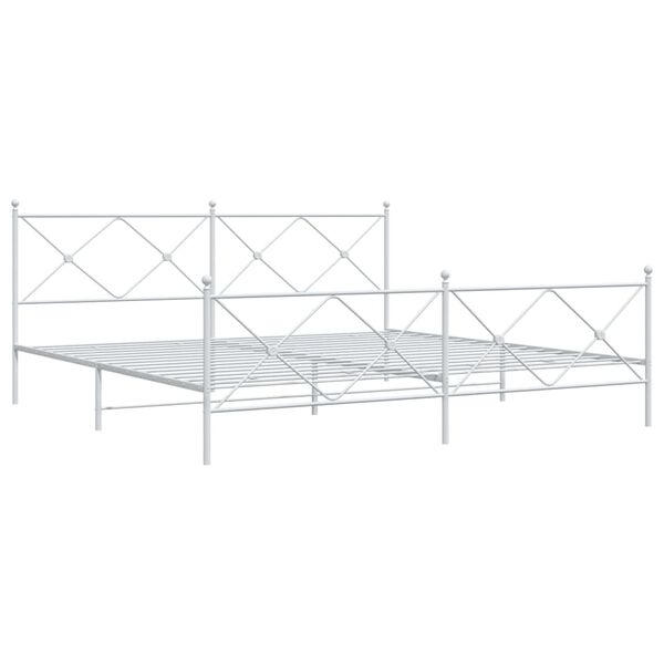 vidaXL Estructura cama sin colch&oacute;n con estribo metal blanco 193x203 cm