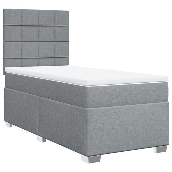 vidaXL Cama box spring con colch&oacute;n tela gris claro 90x190 cm
