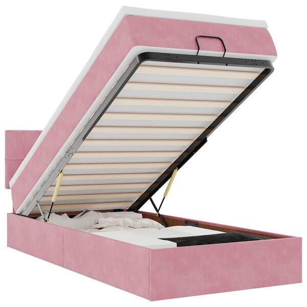 vidaXL Estructura cama otomana con colchón terciopelo rosa 90x190cm