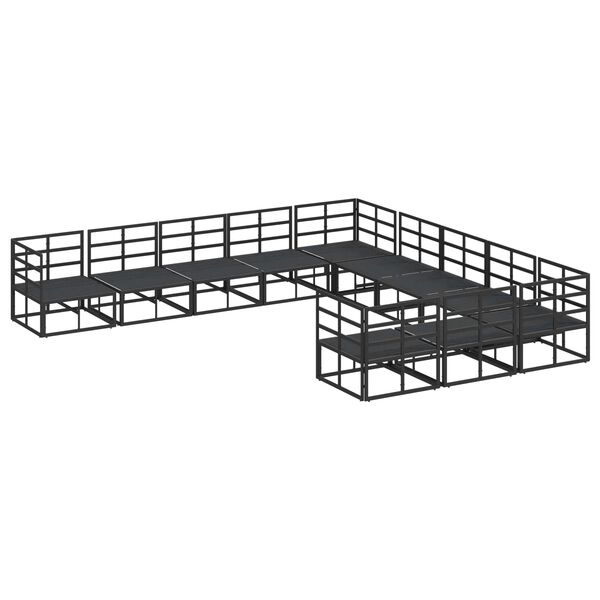 vidaXL Conjunto de sofá de jardín con cojín 11 pcs Negro Aluminio