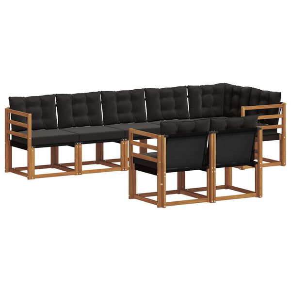 vidaXL Conjunto de sof&aacute;s de exterior con coj&iacute;n 8 pcs Natural y negro