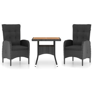 vidaXL Muebles de jard&iacute;n 3 piezas rat&aacute;n sint&eacute;tico negro madera acacia