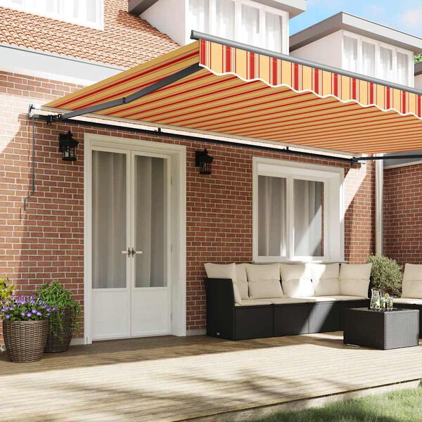 vidaXL Toldo Retr&aacute;ctil Manual Amarillo y Naranja 500 x 300 cm