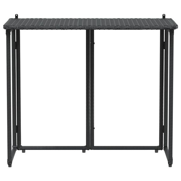 vidaXL Mesa de jard&iacute;n plegable de rat&aacute;n sint&eacute;tico negra 90x51x75 cm