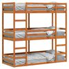 vidaXL Litera triple de madera maciza de pino marr&oacute;n cera 90x200 cm