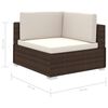 vidaXL Set muebles de jardín y cojines 12 pzas ratán sintético marrón