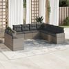 vidaXL Set de muebles de jardín 9 pzas y cojines ratán sintético gris