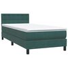 vidaXL Cama box spring con colch&oacute;n y LED terciopelo verde oscuro 100x210 cm