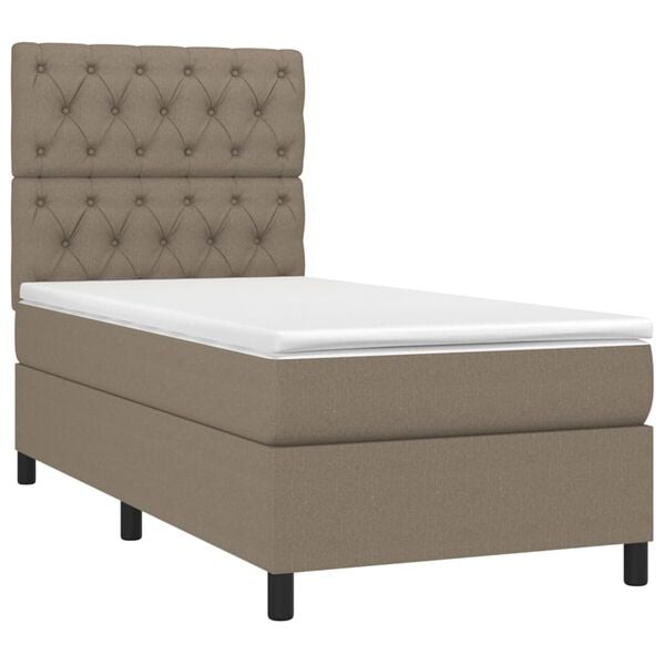 vidaXL Cama box spring con colch&oacute;n tela gris taupe 80x200 cm