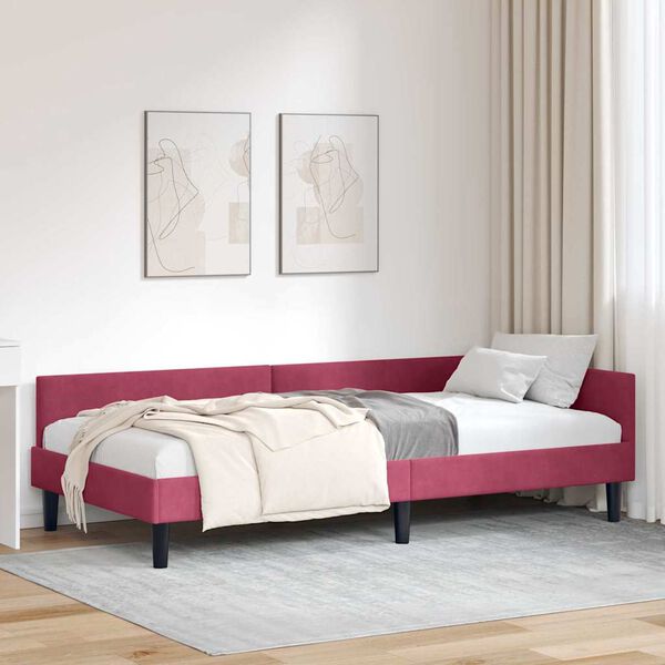 vidaXL Estructura de cama en esquina Rojo vino 80 cm x 200 cm
