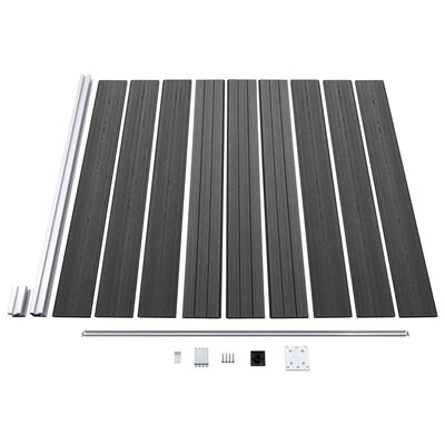 vidaXL Juego de paneles de valla WPC negro 353x186 cm