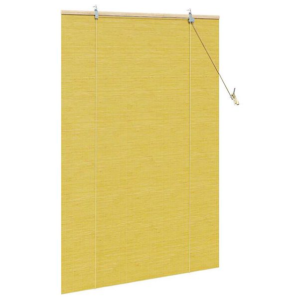 vidaXL Estor enrollable con cortinas Amarillo 120 x 160 cm Bamb&uacute;