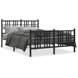 vidaXL Estructura cama sin colch&oacute;n con estribo metal negro 137x190 cm