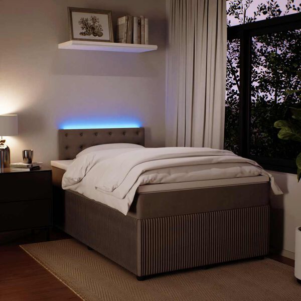 vidaXL Cama box spring con colch&oacute;n terciopelo gris claro 120x200 cm