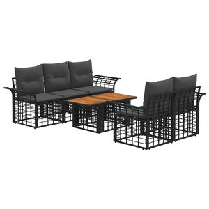 vidaXL Conjunto de sof&aacute;s de jard&iacute;n 6 uds. Negro y gris oscuro