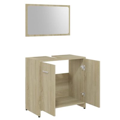 vidaXL Juego muebles de baño 3 piezas madera ingeniería roble Sonoma