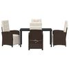 vidaXL Conjunto de Comedor de Jard&iacute;n 5 pcs Marr&oacute;n rat&aacute;n sint&eacute;tico