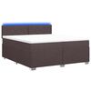 vidaXL Cama con Base Tapizada, Colch&oacute;n y Luz LED Marr&oacute;n Oscuro Tela