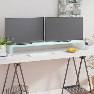 vidaXL Mueble TV/Elevador de monitor cristal verde 120x30x13 cm