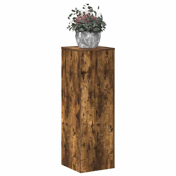 vidaXL Soportes de plantas madera ingenier&iacute;a roble ahumado 33x33x100cm