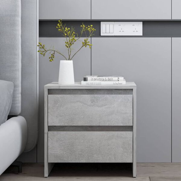 vidaXL Mesita de noche madera ingeniería gris hormigón 45x34,5x44,5 cm