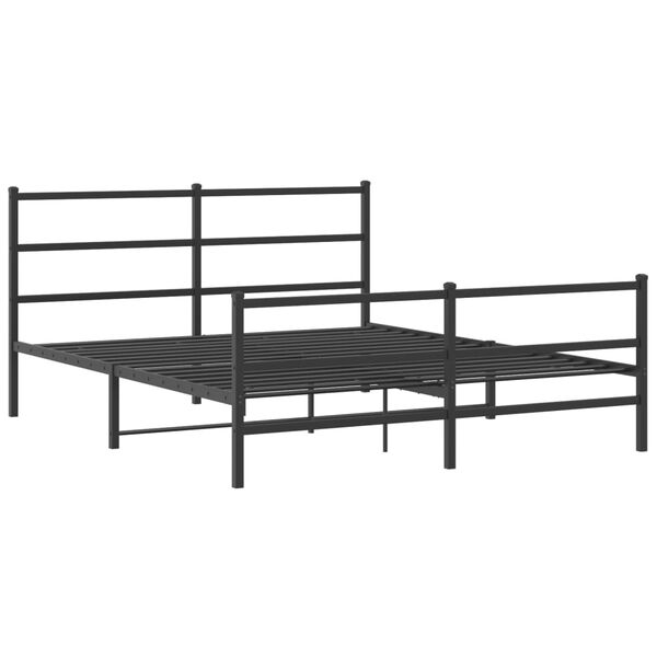 vidaXL Estructura cama sin colch&oacute;n con estribo metal negro 160x200 cm