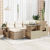 vidaXL Set sof&aacute;s de jard&iacute;n 7 piezas y cojines rat&aacute;n sint&eacute;tico beige