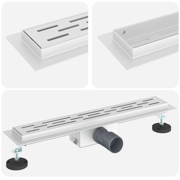 vidaXL Drenaje de ducha con dise&ntilde;o de l&iacute;nea Plateado 60 cm