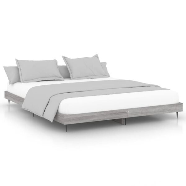 vidaXL Estructura de cama madera de ingenier&iacute;a gris Sonoma 140x200 cm