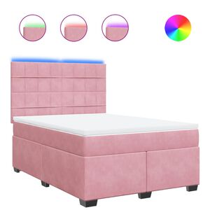 vidaXL Cama box spring con colch&oacute;n terciopelo rosa 140x190 cm
